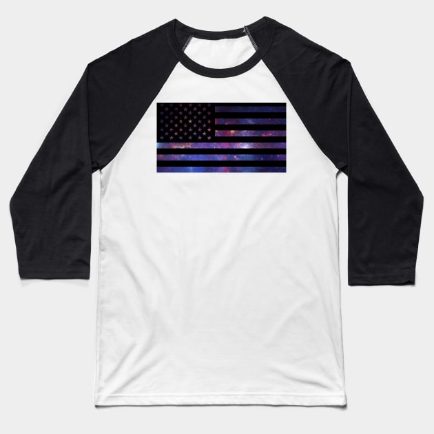 American Flag - Galaxy Baseball T-Shirt by  The best hard hat stickers 